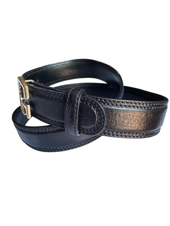 Authentic GUCCI Black Leather Belt With Gold G Logo Buckle Size 90 36 main image 5